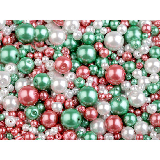 Perle sticlă lucioase, mix mărimi și culori, ø4-12 mm - Mix (500 Grame)