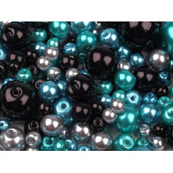Perle sticlă lucioase, mix mărimi și culori, ø4-12 mm - Mix (50 Grame)