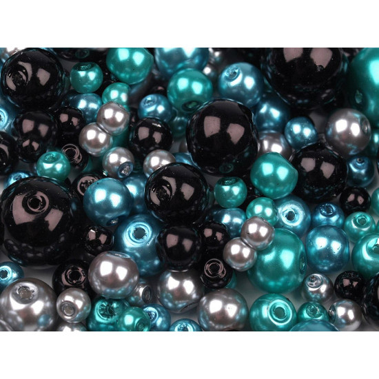 Perle sticlă lucioase, mix mărimi și culori, ø4-12 mm - Mix (500 Grame)