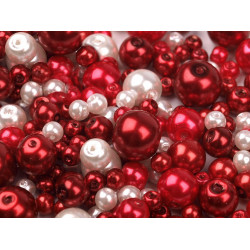 Perle sticlă lucioase, mix mărimi și culori, ø4-12 mm - Mix (50 Grame)