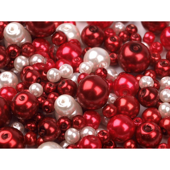 Perle sticlă lucioase, mix mărimi și culori, ø4-12 mm - Mix (500 Grame)