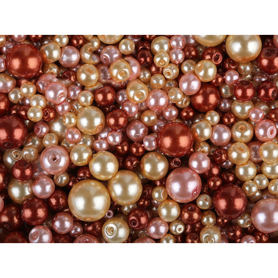 Perle sticlă lucioase, mix mărimi și culori, ø4-12 mm - Mix (500 Grame)