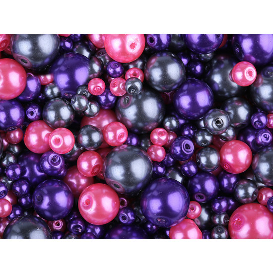 Perle sticlă lucioase, mix mărimi și culori, ø4-12 mm - Mix (500 Grame)