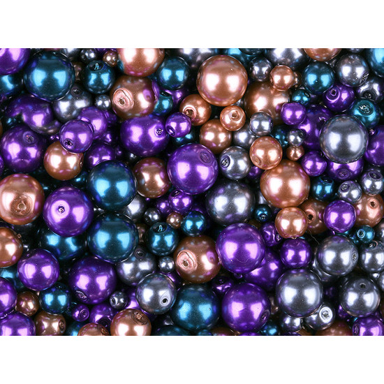 Perle sticlă lucioase, mix mărimi și culori, ø4-12 mm - Mix (500 Grame)