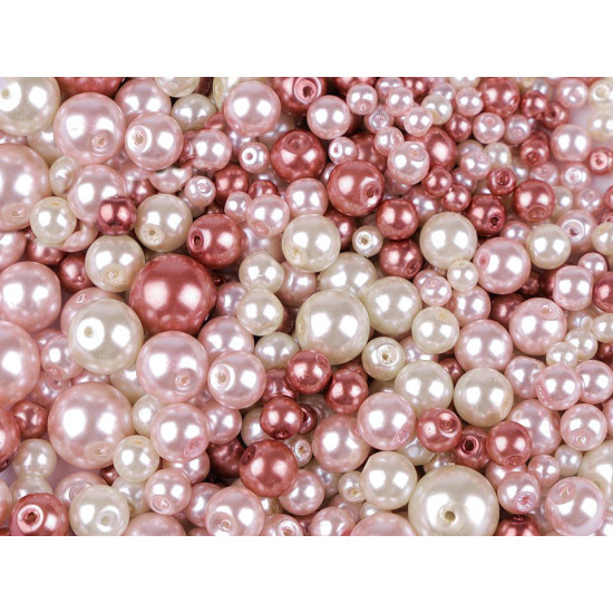 Perle sticlă lucioase, mix mărimi și culori, ø4-12 mm - Mix (500 Grame)
