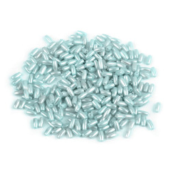 Mărgele sidefate bob de orez, 3x6 mm - Bleu gheață (10 Grame)
