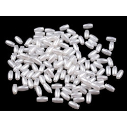 Mărgele sidefate bob de orez, 3x6 mm - Alb (10 Grame)