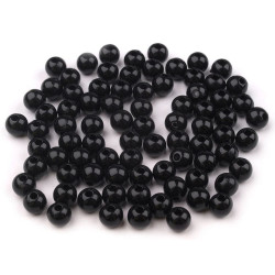 Mărgele rotunde transparent, ø6 mm - Negru (20 Grame)