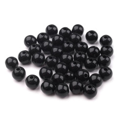 Mărgele rotunde transparent, ø8 mm - Negru (100 Grame)