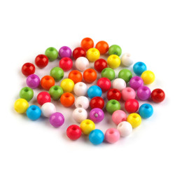Mărgele din plastic color, mix, ø7 mm - Mix (100 Grame)