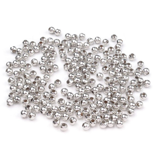 Mărgele metalice, ø3 mm - Argintiu deschis (500 Grame) Mărgele metalice, ø3 mm - Argintiu deschis (500 Grame)