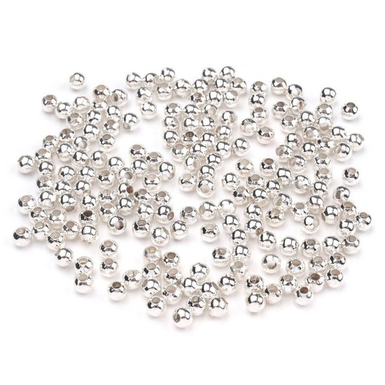 Mărgele metalice, ø3 mm - Argintiu deschis (500 Grame) Mărgele metalice, ø3 mm - Argintiu deschis (500 Grame)