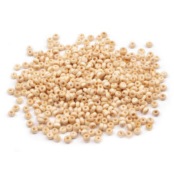 Mărgele din lemn donut, 2x3 mm - Natur (10 Grame)