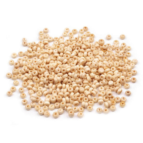 Mărgele din lemn donut, 2x3 mm - Natur (100 Grame) Mărgele din lemn donut, 2x3 mm - Natur (100 Grame)