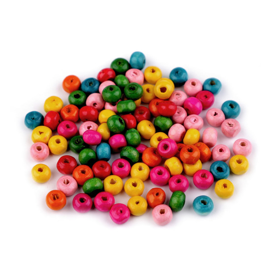 Mărgele din lemn colorate, ø6 mm - Mix (500 Grame) Mărgele din lemn colorate, ø6 mm - Mix (500 Grame)