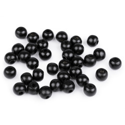 Mărgele din lemn, ø10 mm - Negru (100 Grame)