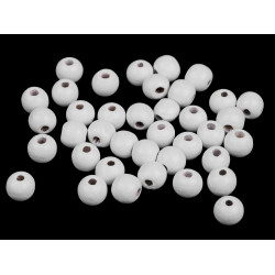 Mărgele din lemn, ø10 mm - Alb (100 Grame)
