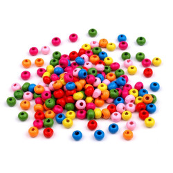 Mărgele din lemn colorate, ø5 mm - Mix (10 Grame)