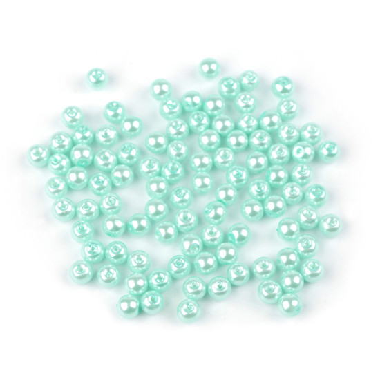 Perle sticlă lucioase, ø6 mm - Alb (1000 Grame)