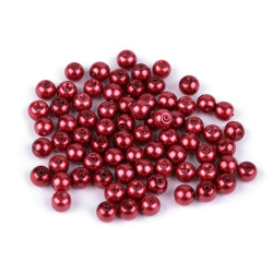 Perle sticlă lucioase, ø6 mm - Roșu (1000 Grame)