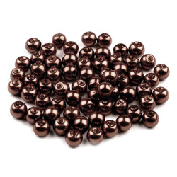 Perle sticlă lucioase, ø6 mm - Maro închis (1000 Grame)