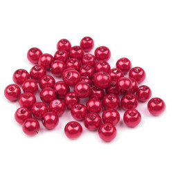 Perle sticlă lucioase, ø6 mm - Roșu (1000 Grame)