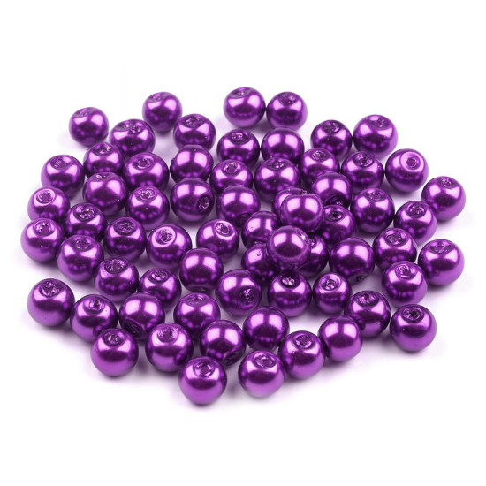 Perle sticlă lucioase, ø6 mm - Alb (1000 Grame)