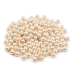 Perle sticlă lucioase, ø6 mm - Crem (1000 Grame)
