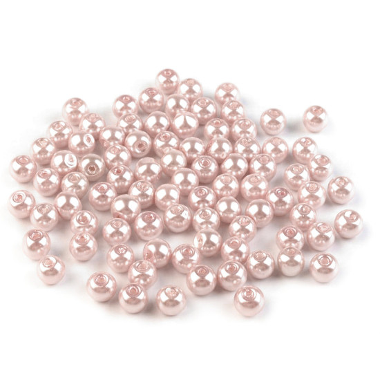 Perle sticlă lucioase, ø6 mm - Alb (1000 Grame)