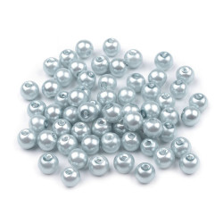 Perle sticlă lucioase, ø6 mm - Bleu gris (1000 Grame)
