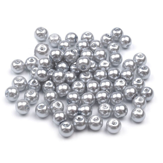 Perle sticlă lucioase, ø6 mm - Alb (1000 Grame)