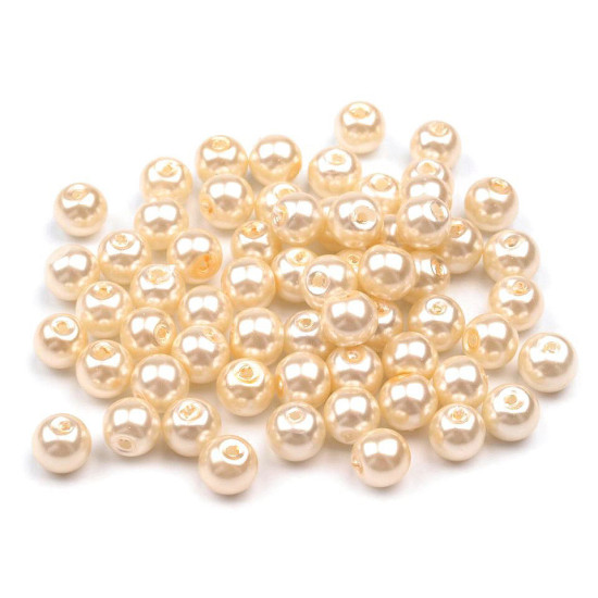 Perle sticlă lucioase, ø6 mm - Alb (1000 Grame)