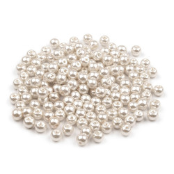 Perle sticlă lucioase, ø6 mm - Crem foarte deschis (1000 Grame)