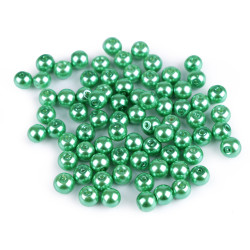 Perle sticlă lucioase, ø6 mm - Verde pastel (1000 Grame)
