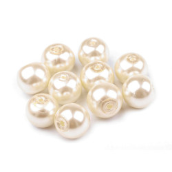 Perle sticlă lucioase, ø10 mm - Crem foarte deschis (1000 Grame)