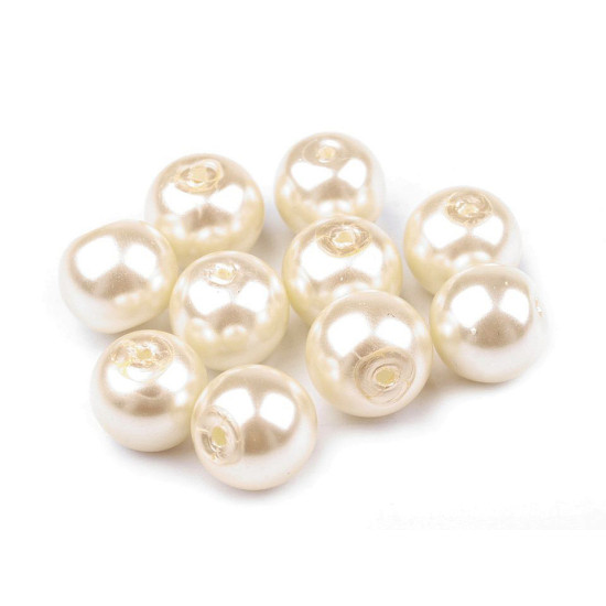 Perle sticlă lucioase, ø10 mm - Alb (1000 Grame) Perle sticlă lucioase, ø10 mm - Alb (1000 Grame)