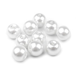 Perle sticlă lucioase, ø10 mm - Alb (1000 Grame)