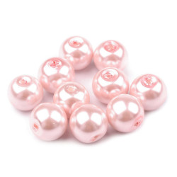 Perle sticlă lucioase, ø10 mm - Roz pudrat (1000 Grame)