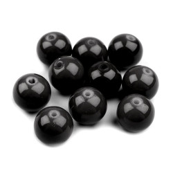 Perle sticlă lucioase, ø10 mm - Negru (1000 Grame)