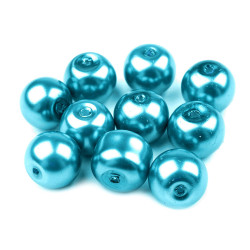 Perle sticlă lucioase, ø10 mm - Turcoaz marin (1000 Grame)