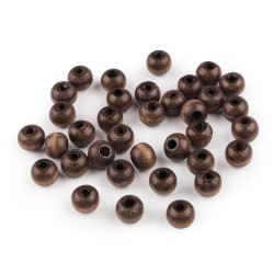 Mărgele din lemn, ø8-9 mm - Maro închis (100 Grame)