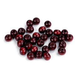Mărgele din lemn, ø8-9 mm - Bordo deschis (100 Grame)