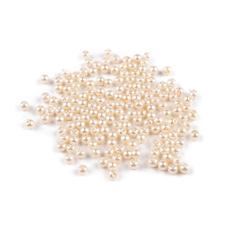 Perle sticlă lucioase, ø4 mm - Crem (250 Grame)