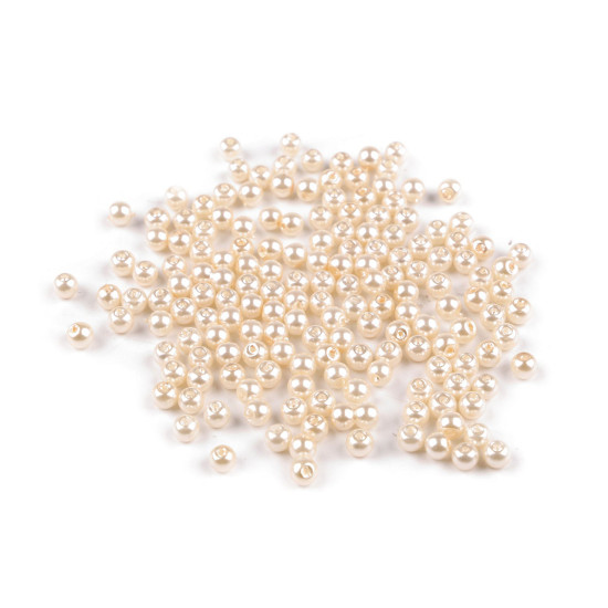 Perle sticlă lucioase, ø4 mm - Alb (50 Grame) Perle sticlă lucioase, ø4 mm - Alb (50 Grame)