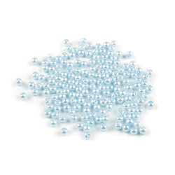 Perle sticlă lucioase, ø4 mm - Bleu gheață (250 Grame)