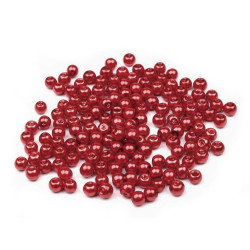 Perle sticlă lucioase, ø4 mm - Roșu închis (250 Grame)
