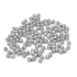 Perle sticlă lucioase, ø4 mm - Argintiu (250 Grame)