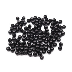 Perle sticlă lucioase, ø4 mm - Negru (250 Grame)