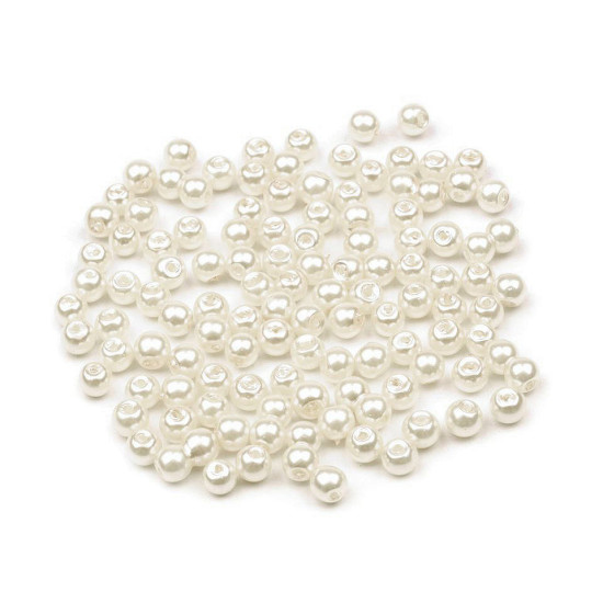 Perle sticlă lucioase, ø4 mm - Alb (50 Grame) Perle sticlă lucioase, ø4 mm - Alb (50 Grame)