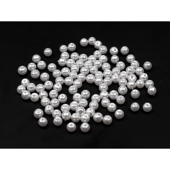 Perle sticlă lucioase, ø4 mm - Alb (50 Grame) Perle sticlă lucioase, ø4 mm - Alb (50 Grame)